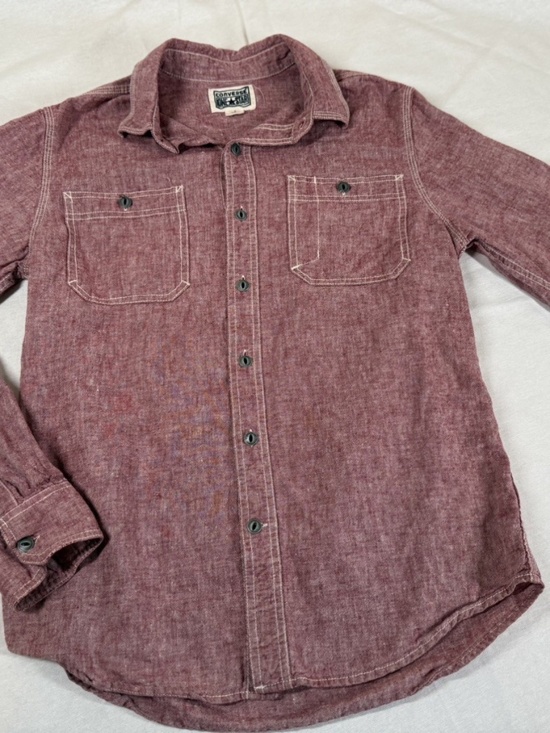 Converse Other - Converse Men's Button Up Long Sleeve Shirt Size Small - Red